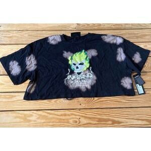 NWT Vitriol Georgia Inferno Crop Shirt Medium Women’s Black Bleach Dye $21.95